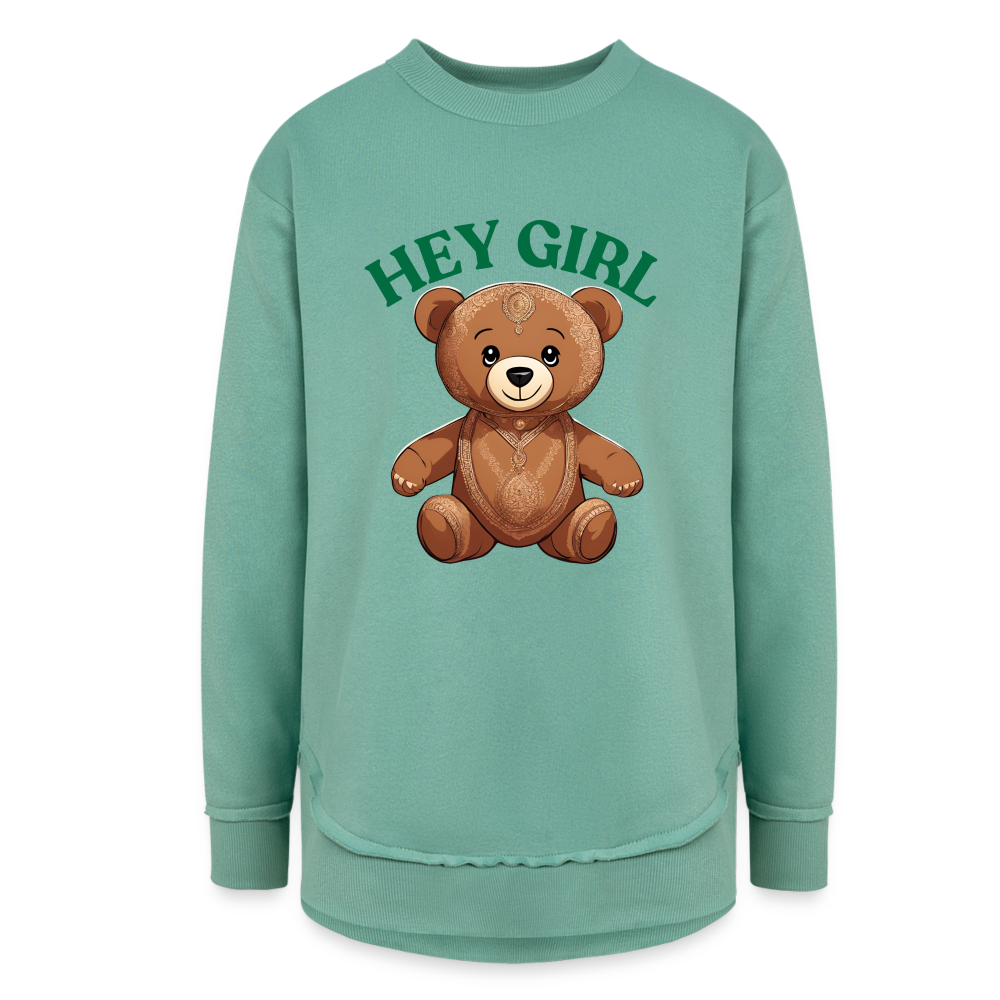 Hey Girl Teddy Bear - Women's Tunic Fleece Sweatshirt - saltwater