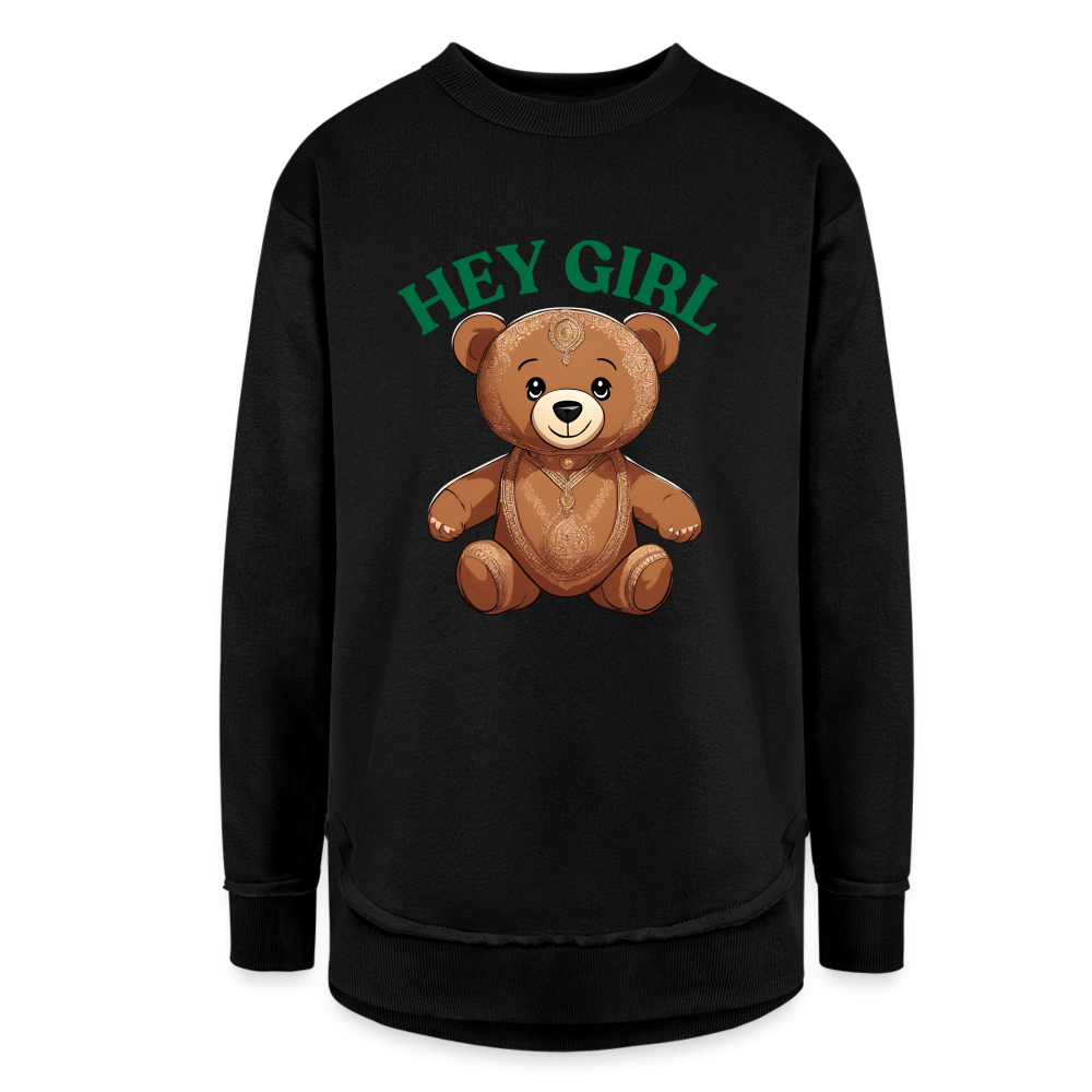 Hey Girl Teddy Bear - Women's Tunic Fleece Sweatshirt - black