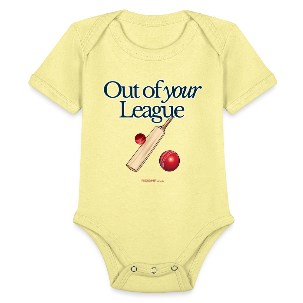 Out of Your League - Baby Onesie - washed yellow