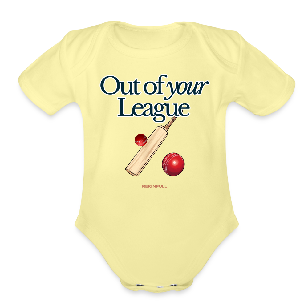 Out of Your League - Baby Onesie - washed yellow